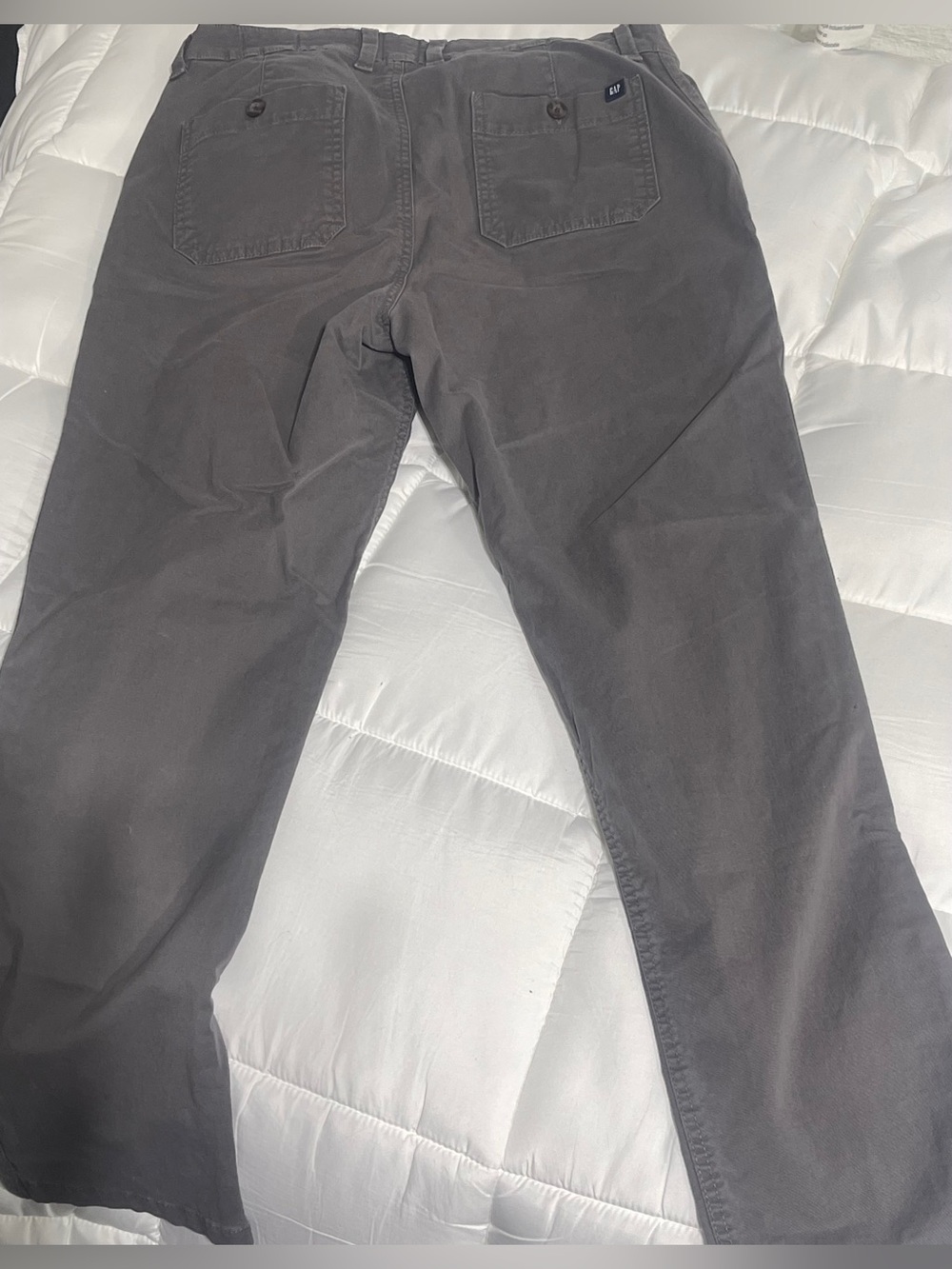 GAP Relaxed Fit Girlfriend Charcoal Gray Pants with Navy Trim
